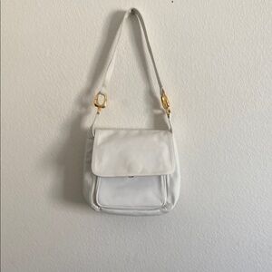 FRENCHY of California Elegant White Leather Shoulder Bag. Made in USA